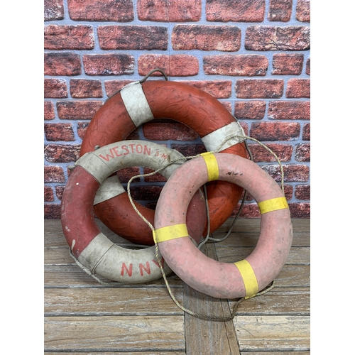 2510 - Three vintage Life Buoy Rings, one with Weston SM logo and two unbranded (3)