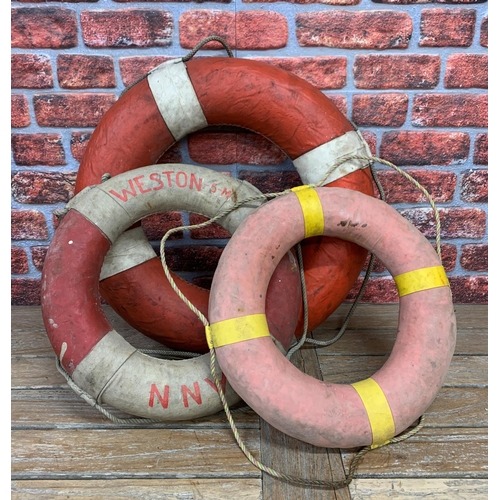 2510 - Three vintage Life Buoy Rings, one with Weston SM logo and two unbranded (3)