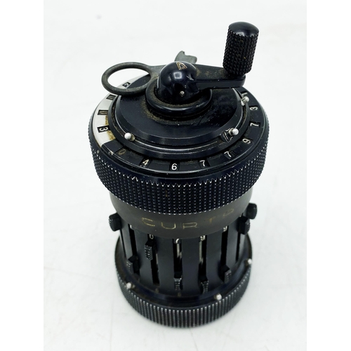 217 - Curta Type 1 mechanical gear type calculator, Made in Liechtenstein by Cortina AG Mauren, Type 1 no.... 