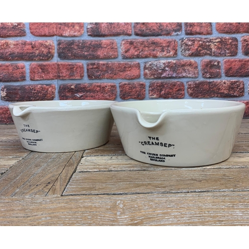 2286 - Kitchenalia - pair of Stoneware 'Creamsep' Cream Separator spouted bowls, H 11cm x D 27cm