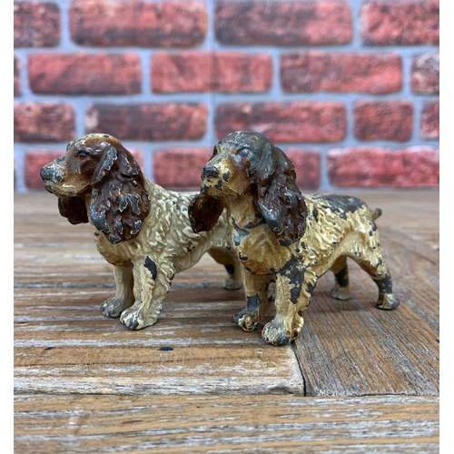 305 - Pair of cold painted spelter Spaniel dog figures, H 7cm x L 10cm