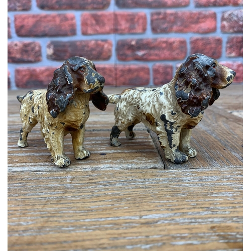 305 - Pair of cold painted spelter Spaniel dog figures, H 7cm x L 10cm