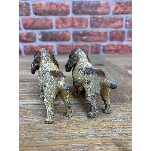 305 - Pair of cold painted spelter Spaniel dog figures, H 7cm x L 10cm