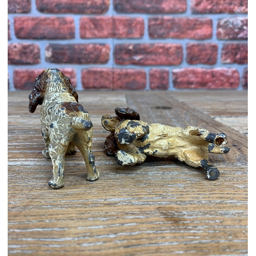 305 - Pair of cold painted spelter Spaniel dog figures, H 7cm x L 10cm