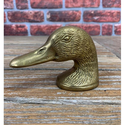 306 - Cast brass mallard duck head bottle opener, H 9cm