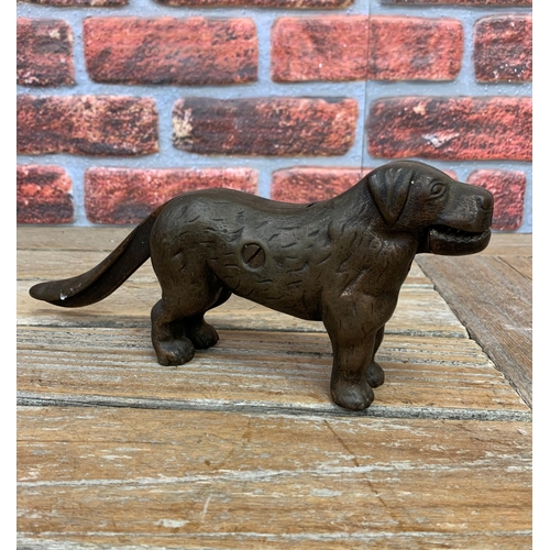 309 - Cast iron dog design nut cracker, L 30cm