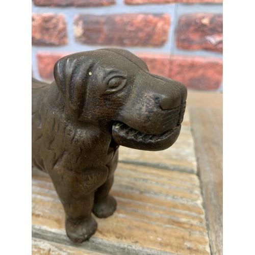 309 - Cast iron dog design nut cracker, L 30cm