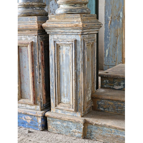 1260 - Pair of exceptional Italian Renaissance Neo Classical style pine porticos with distressed original p... 