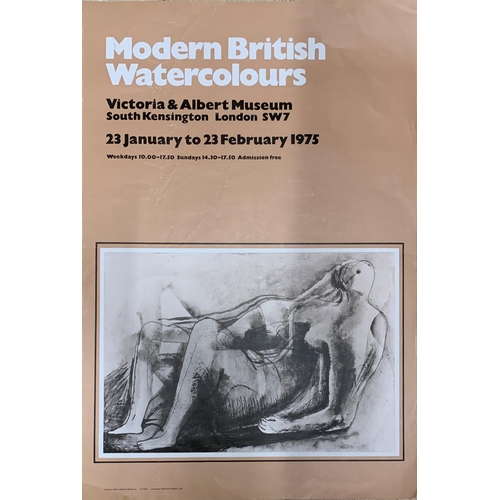 565 - Victoria & Albert Museum poster ‘British Modern Watercolours’ 1975 exhibition, 76cm x 51cm