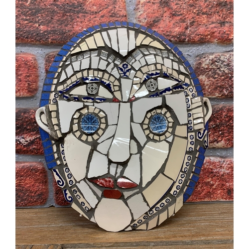 637 - A mosaic wall hanging in the style of Cleo Mussi (born 1965) unsigned, made up of recycled ceramic s... 