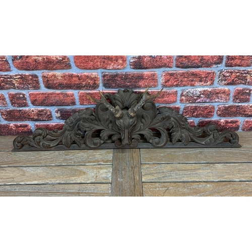 2202 - Hand carved gothic oak 19th century 'Black Forest' style, French pediment, probably from a period si... 