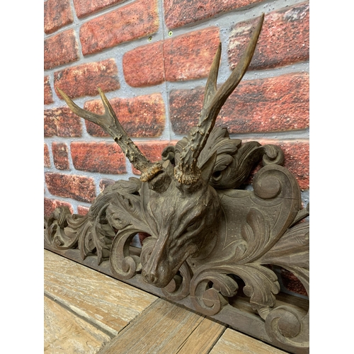 2202 - Hand carved gothic oak 19th century 'Black Forest' style, French pediment, probably from a period si... 