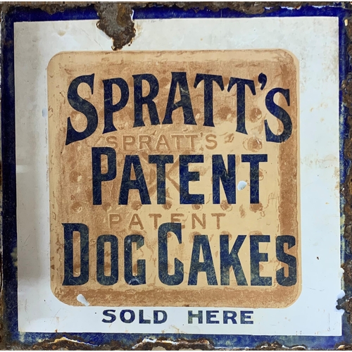 2515 - Two vintage advertising enamel tin signs, Thorleys Food, W31cm, H21cm and a double sided Spratts sig... 