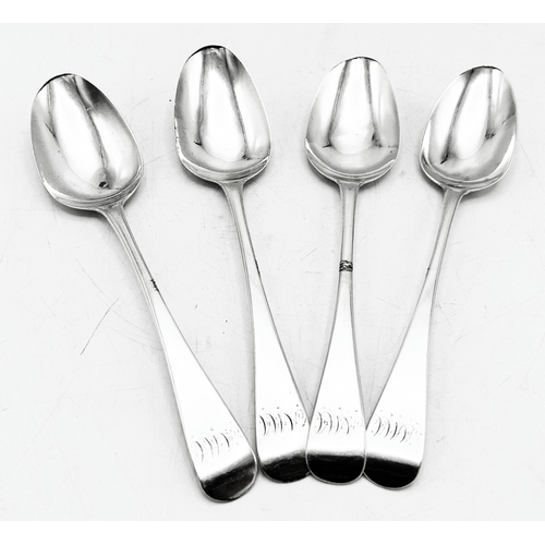 97 - Set of four George IV silver Old English table spoons, maker William Bateman, London 1828, 21.5cm lo... 