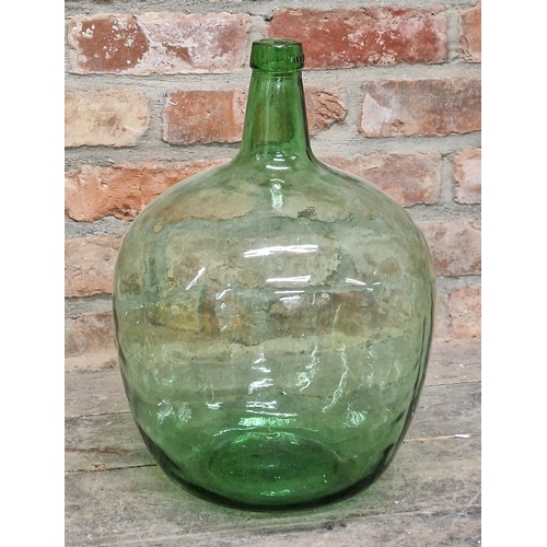 1296 - Green glass carboy, H 46cm