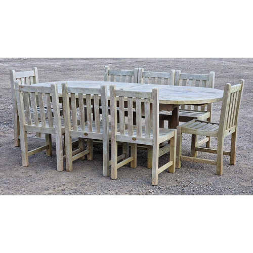 1273 - Good quality teak extending garden table, H 76cm x W 180cm x D 110cm (W 240cm extended), together wi... 