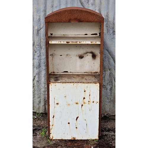 1276 - Vintage industrial metal pigeon hole cabinet together with a metal cabinet of arched form with hinge... 