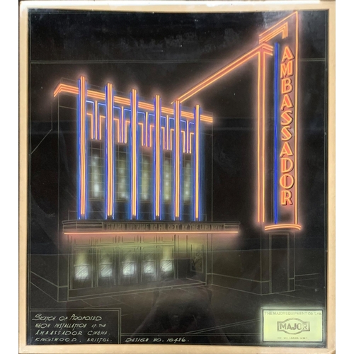 574 - Early 20th century Art Deco - image of the proposed neon installations at The Ambassador Cinema, Kin... 