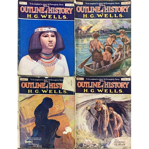 2521 - Complete twenty four volumes of H.G Wells 'The Outline Of History' magazines, first edition examples... 