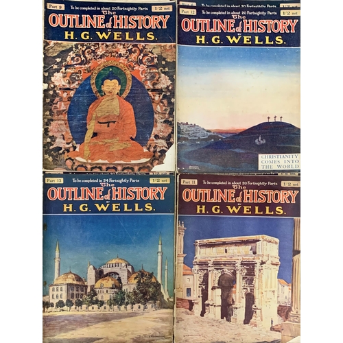 2521 - Complete twenty four volumes of H.G Wells 'The Outline Of History' magazines, first edition examples... 