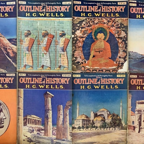 2521 - Complete twenty four volumes of H.G Wells 'The Outline Of History' magazines, first edition examples... 