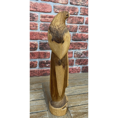 2188 - Hand carved statue of an Parrot, the bird was carved in Teak in Fiji, H56cm