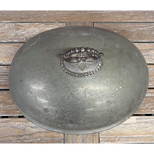 187 - 19th Century silver plated oval meat food cover, dining cloche, W52cm x W39cm