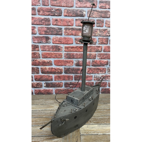 2381 - Vintage handmade Lamp of naval interest, made in the fashion of a German boat