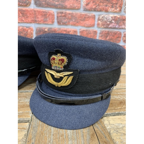 2468 - Two Royal Air Force female officers hats with badge, Size 55cm & 56cm, along with an RAF Stable belt... 