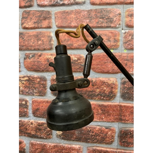 2360 - 1930's Singer SLF-2 machinist lamp with Bakelite shade mounted on ceramic base, H 45cm