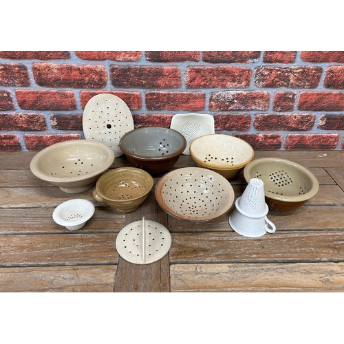 2293 - Kitchenalia - assortment of stoneware sieves to include French glazed examples with further sifters ... 