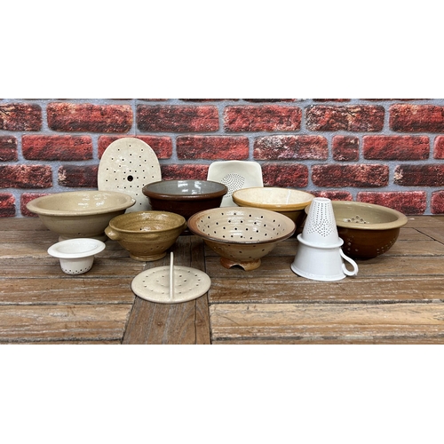 2293 - Kitchenalia - assortment of stoneware sieves to include French glazed examples with further sifters ... 