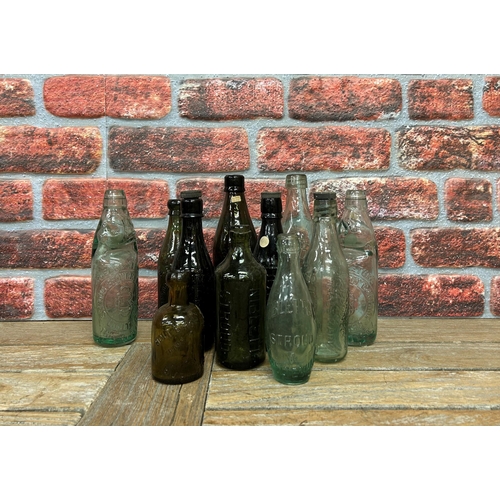 2497 - Large collection of Stroud related glass bottles, including 'Bown & Co', 'Nibletts' and 'Guilford & ... 