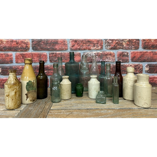 2500 - Collection of mixed stoneware and glass bottles, to include large 'Stafford's Ink' example and stone... 