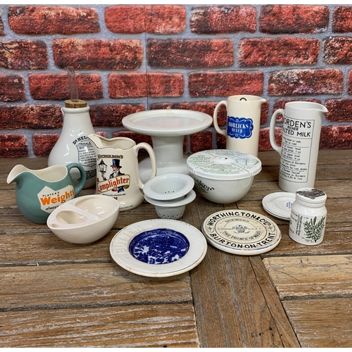 2291 - Kitchenalia - quantity of creamware ceramic kitchenalia to include Worthington Brewery plate and ear... 