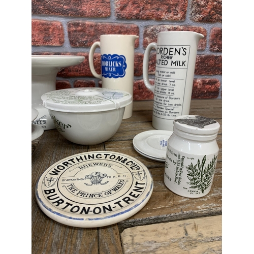 2291 - Kitchenalia - quantity of creamware ceramic kitchenalia to include Worthington Brewery plate and ear... 