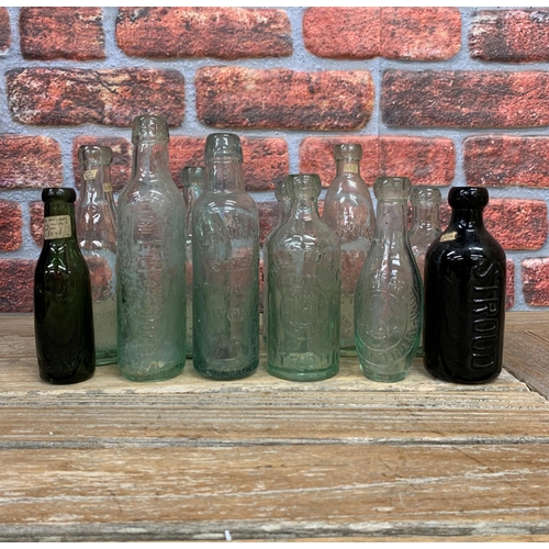 2496 - Collection of early Stroud related glass mineral bottles to include several patent examples, largest... 