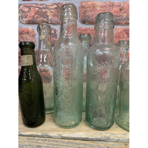 2496 - Collection of early Stroud related glass mineral bottles to include several patent examples, largest... 