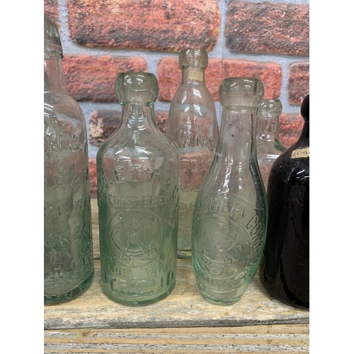 2496 - Collection of early Stroud related glass mineral bottles to include several patent examples, largest... 