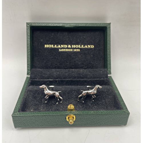 380 - Holland & Holland - boxed pair of hound cufflinks (as new)