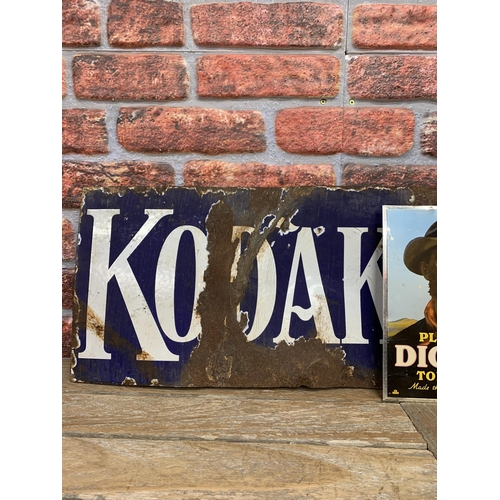 2508 - Collection of advertising signs, to include a vintage double sided enamel KODAK sign H30cm, W61cm an... 