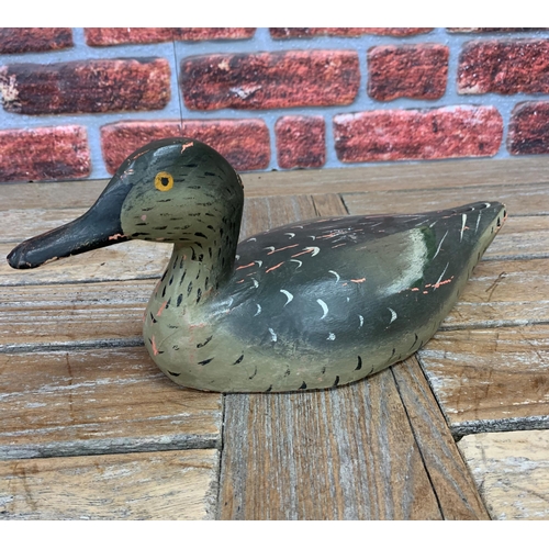 292 - Folk Art - Pair of antique primitive hand carved French wooden Green Wing teal duck decoys with addi... 