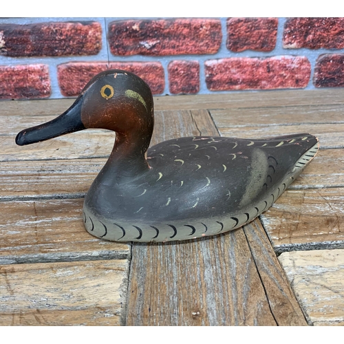 292 - Folk Art - Pair of antique primitive hand carved French wooden Green Wing teal duck decoys with addi... 