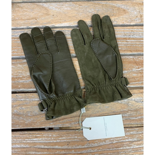 320 - Pair of Holland & Holland lamb suede and leather khaki buckle shooting gloves, BNWT