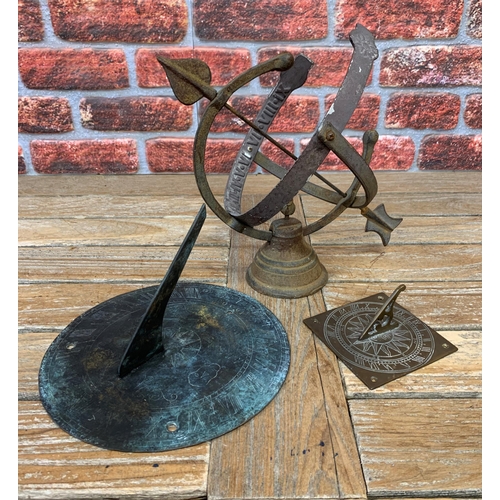 2250 - Cast iron sundial, W26cm x H30cm and two others (3)