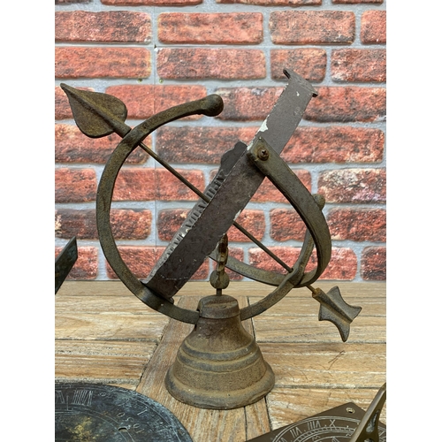 2250 - Cast iron sundial, W26cm x H30cm and two others (3)