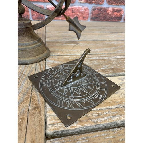 2250 - Cast iron sundial, W26cm x H30cm and two others (3)