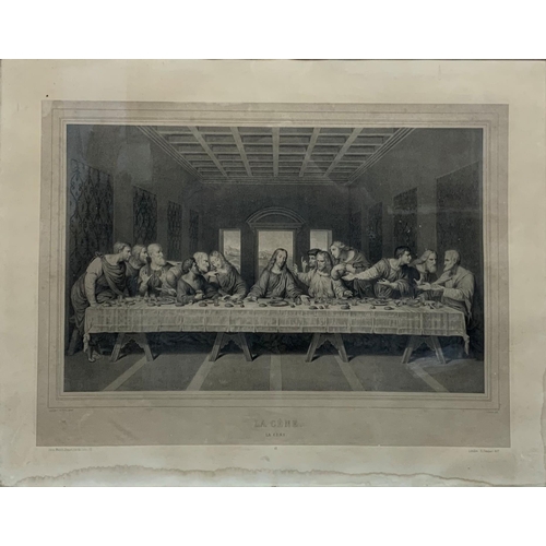 595 - Leonardo Da Vinci (1452-1519) The Last Supper, 19th century engraving, 55cm x 39cm, framed