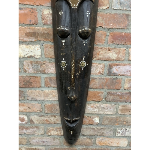 2113 - Large Tribal, Oceanic Lombok style Mask with Mother of Pearl inlay, H150cm x W26cm