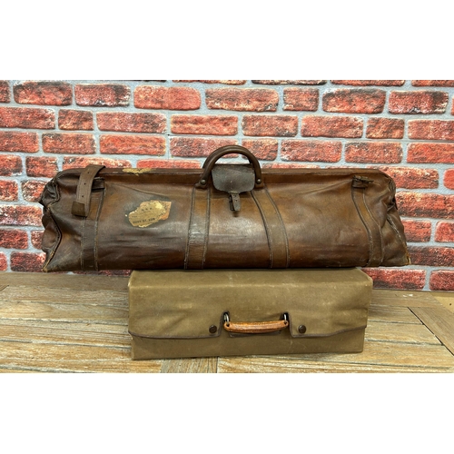 373 - Two Vintage leather cases, to include an Atlantic leather Gentleman's suitcase and grooming travel c... 